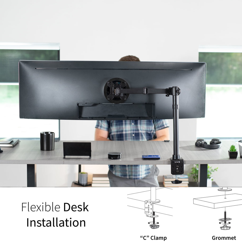 Single Ultrawide Monitor Desk Mount, Adjustable Stand for Screens up to 45" - Image 4