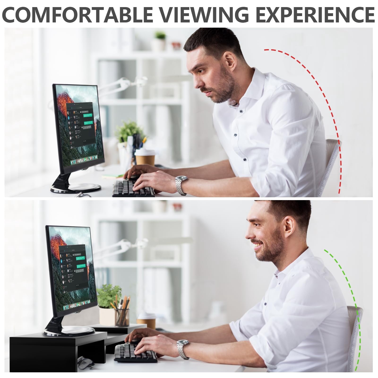 Tavr Dual Monitor Stand Riser Office Desktop Organizer For 2 Monitors  Adjustable Length And Angle 3 Shelf Extra Long Multifunctional Up To - Image 5