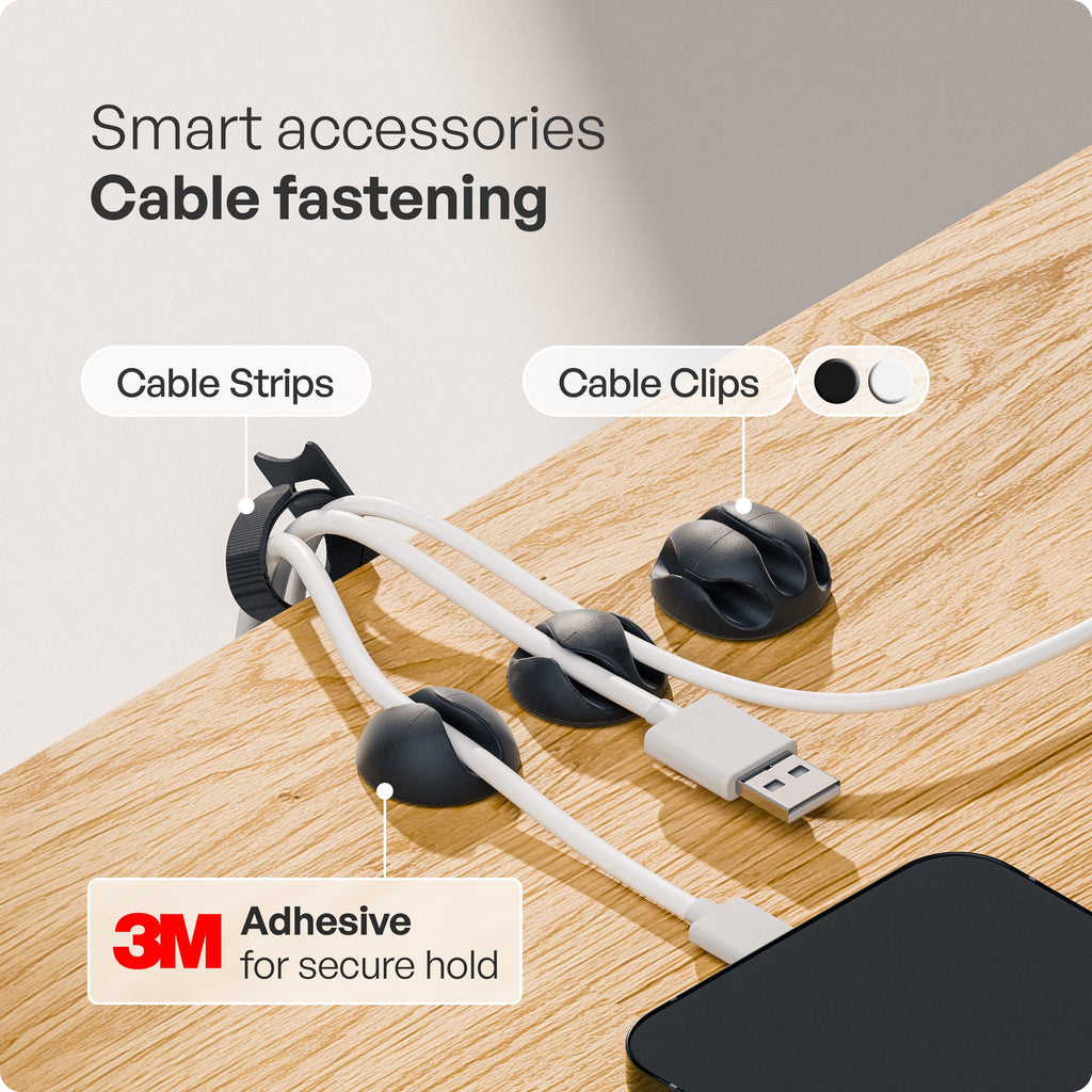 pamo Cable Management Under Desk for Easy mounting Under-Table I Set of 2 - with 10X Cable Ties I Desk Organizer for Office/Home Office Tabl - Image 5