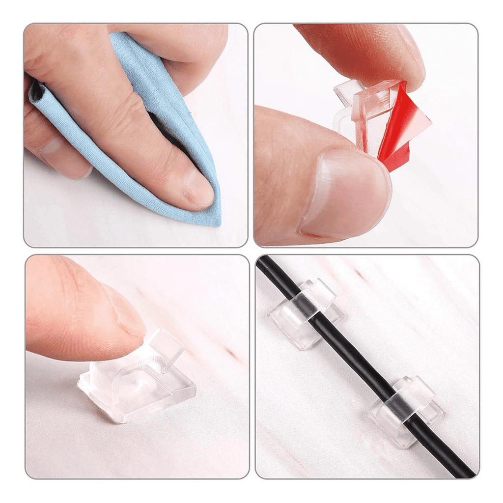 100 Outdoor Light Clips for String Lights Self Adhesive Mini Cable Hooks Wire Clips Hooks Cord Organizer Holder Clear - Image 4