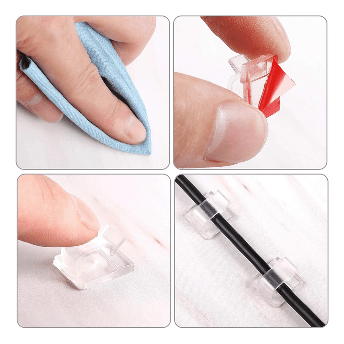 100 Outdoor Light Clips for String Lights Self Adhesive Mini Cable Hooks Wire Clips Hooks Cord Organizer Holder Clear - Image 4