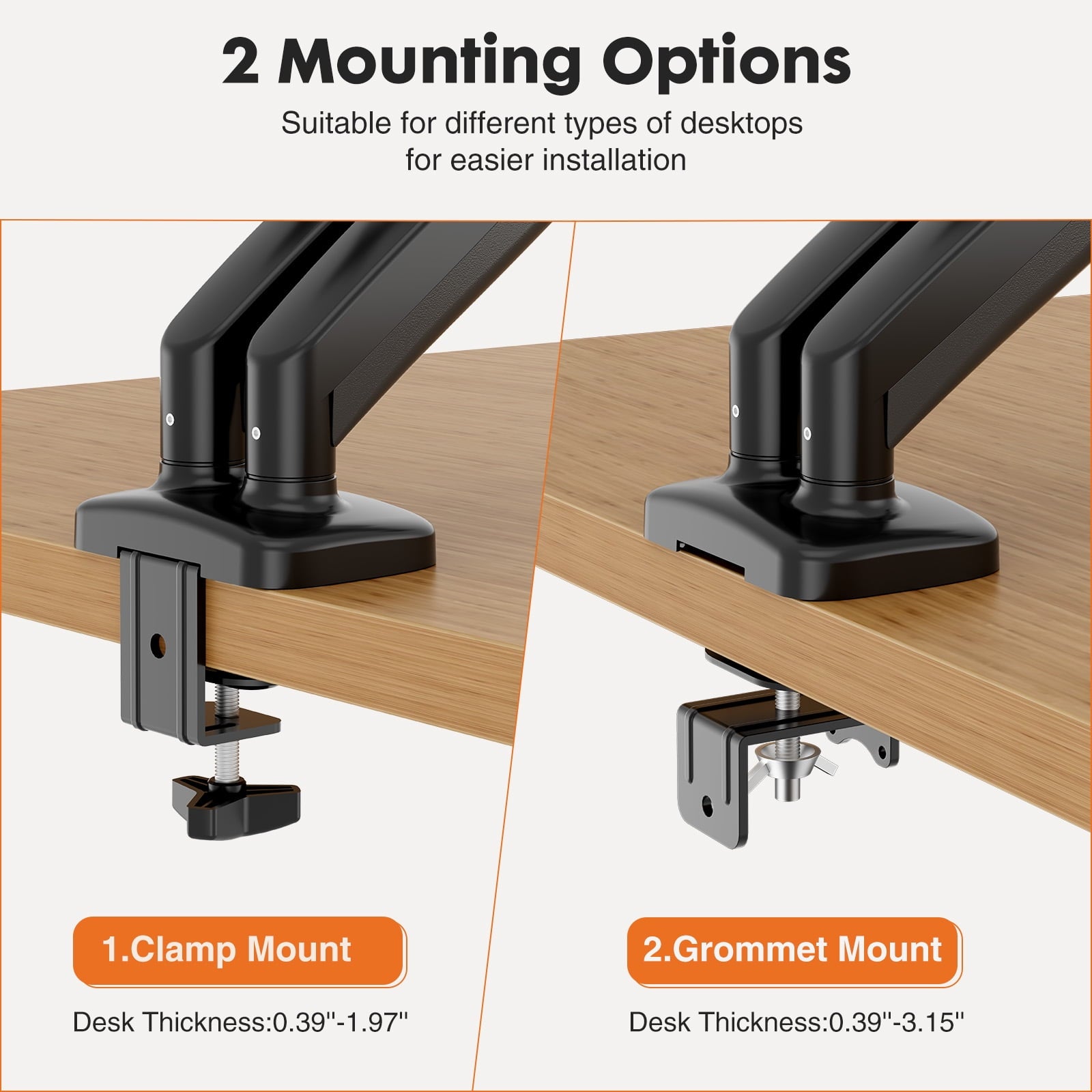 EDX  Dual Monitor Stand, Adjustable Spring Desk Mount for 13-32 inch Computer Screens and Holds up to 17.6lbs - Image 3