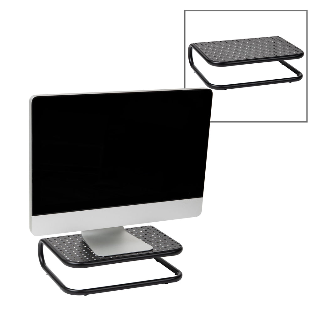 Metal Monitor Stand, Desk Riser Desktop Organizer 14.25"L x 11"W x 4.25"H, Set of 2, Black - Image 4