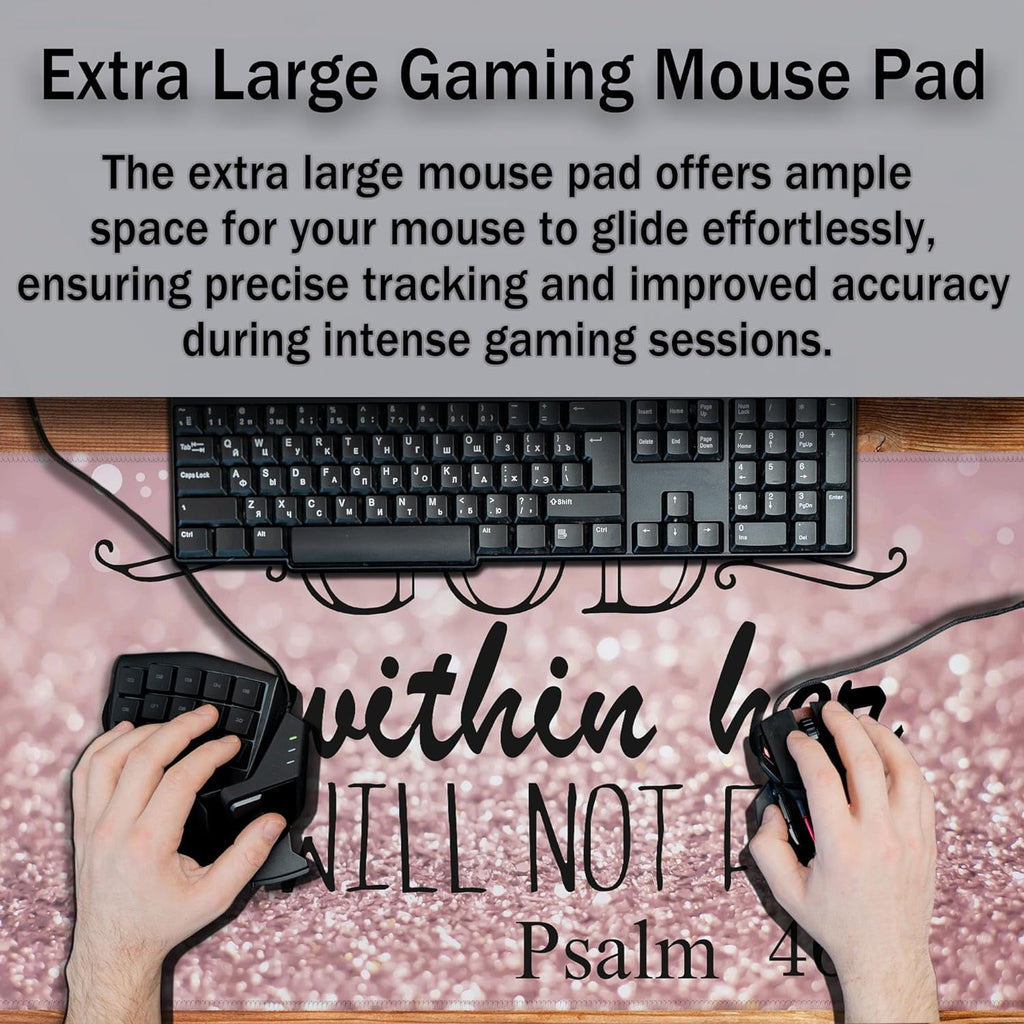 Gaming Mouse Pad Pink Desk Pad, XXL Mouse Pads Desk Decor for Girls Keyboard Pad, Oversized Mouse Pad Non-Slip Rubber... - Image 3