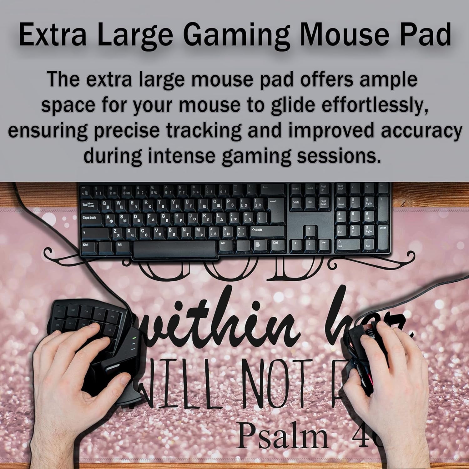 Gaming Mouse Pad Pink Desk Pad, XXL Mouse Pads Desk Decor for Girls Keyboard Pad, Oversized Mouse Pad Non-Slip Rubber... - Image 3