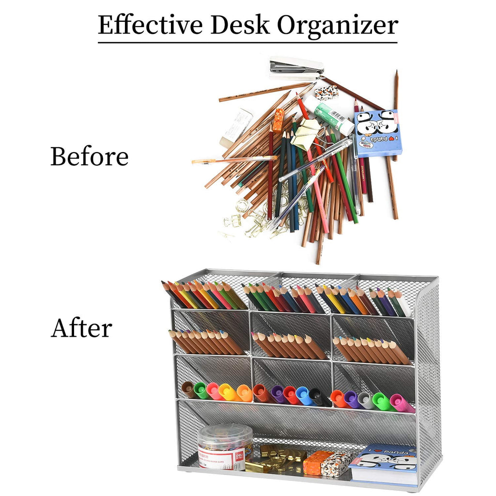 Mesh Desk Organizer, Multi-Functional Pen Holder, Pen Organizer for desk, Desktop Stationary Organizer - Image 5
