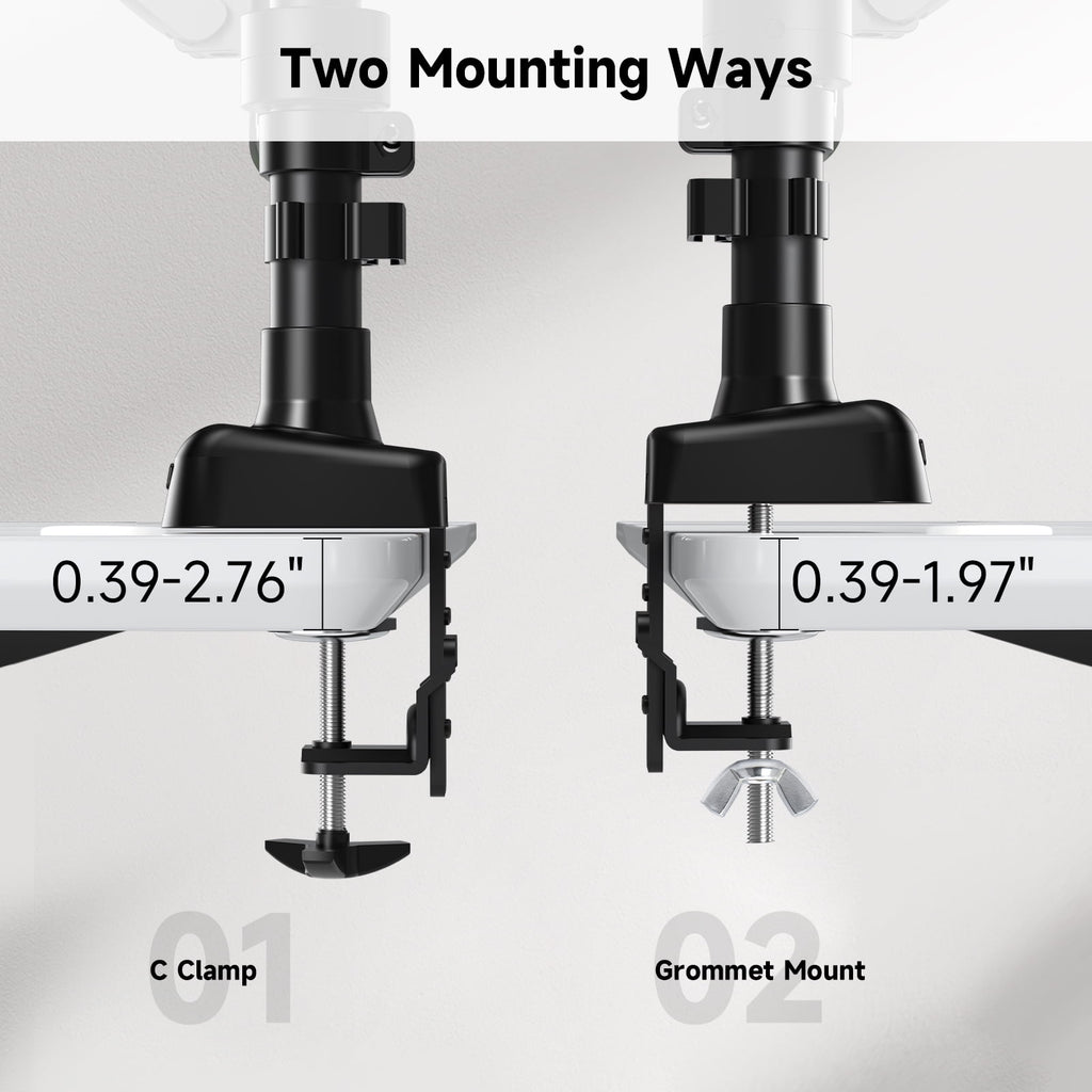 Dual Monitor Stand - Full Adjustable Monitor Desk Mount Swivel Vesa Bracket with C Clamp, Grommet Mounting Base for 13 to 32 Inch Computer S - Image 5