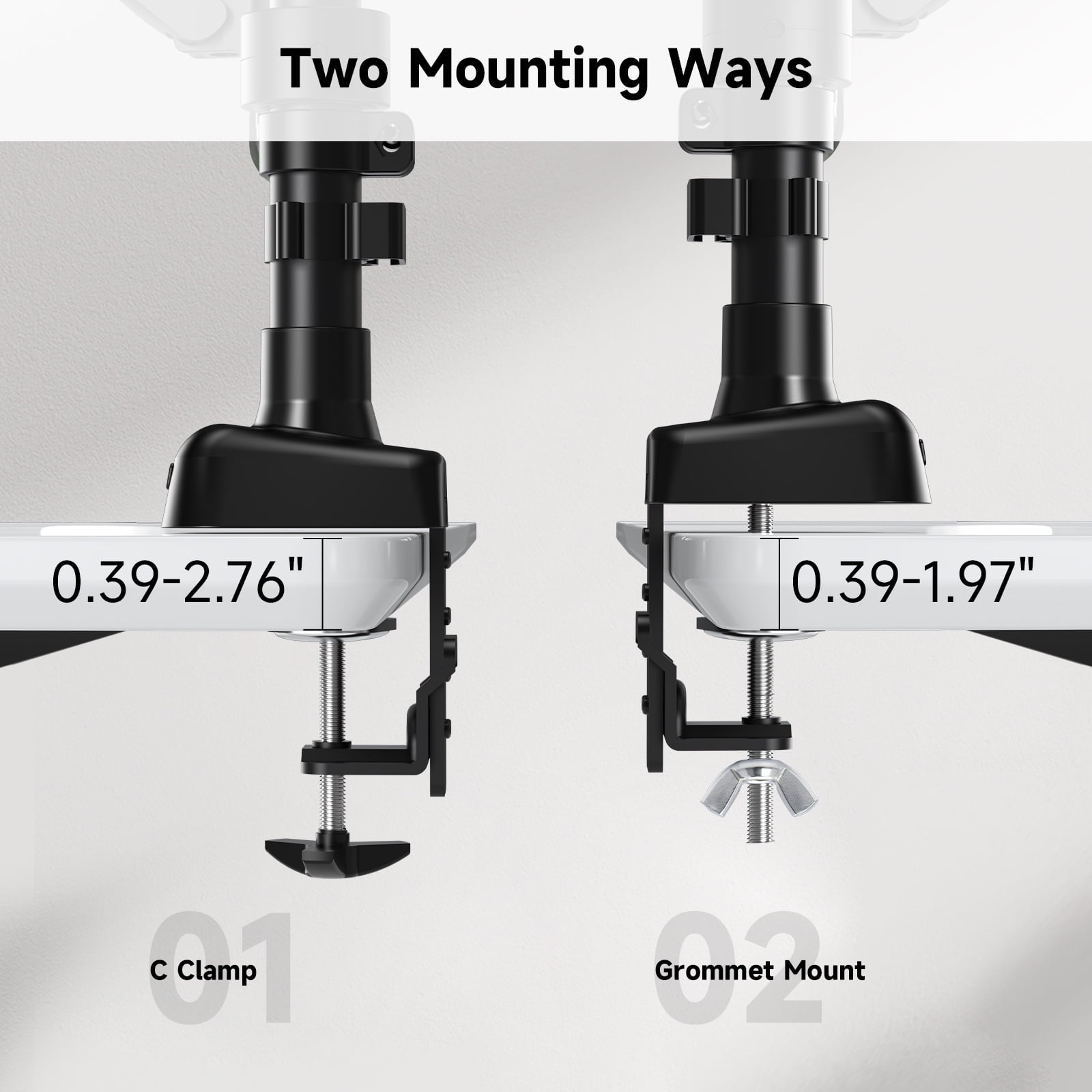 Dual Monitor Stand - Full Adjustable Monitor Desk Mount Swivel Vesa Bracket with C Clamp, Grommet Mounting Base for 13 to 32 Inch Computer S - Image 5
