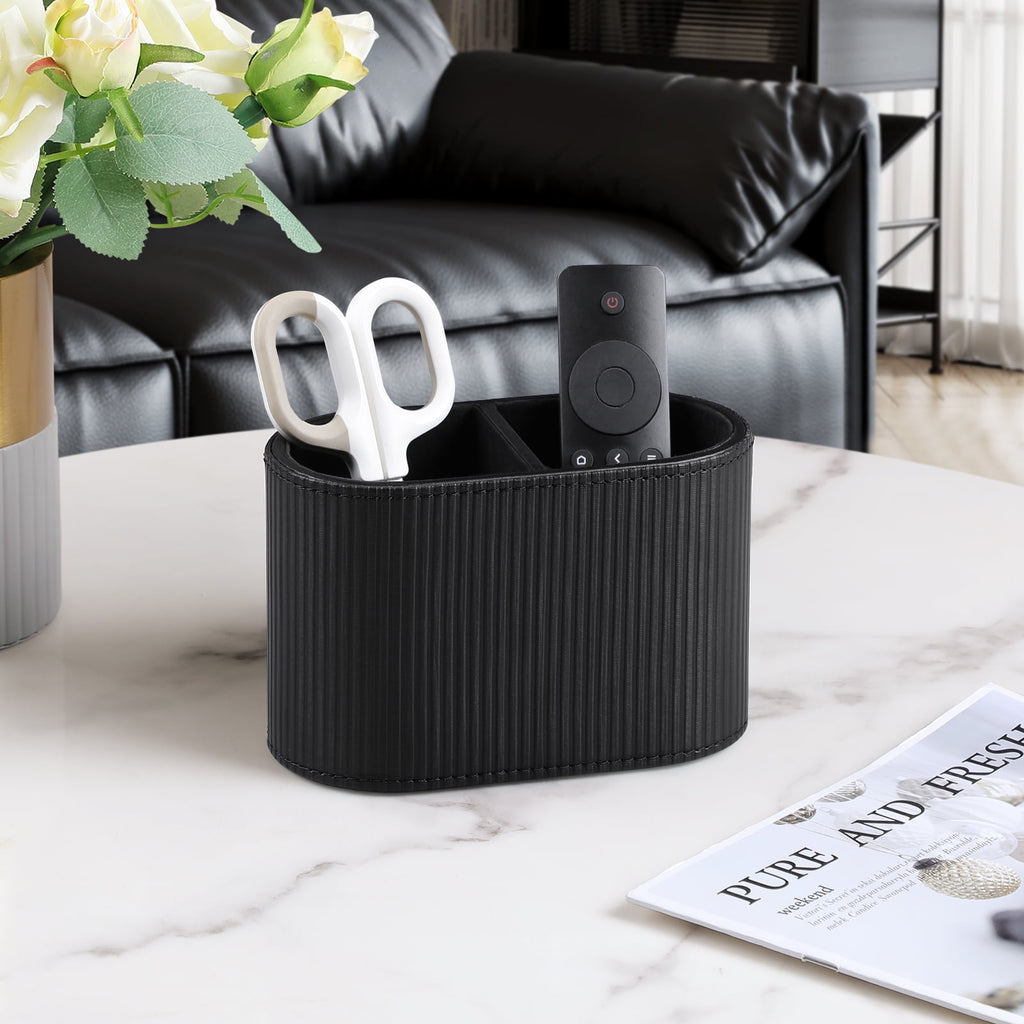 PU Leather Pen Holder for Desk, Small Remote Control Holder Pencil Cup Multifunctional Desktop Organizer Caddy for Ho... - Image 6