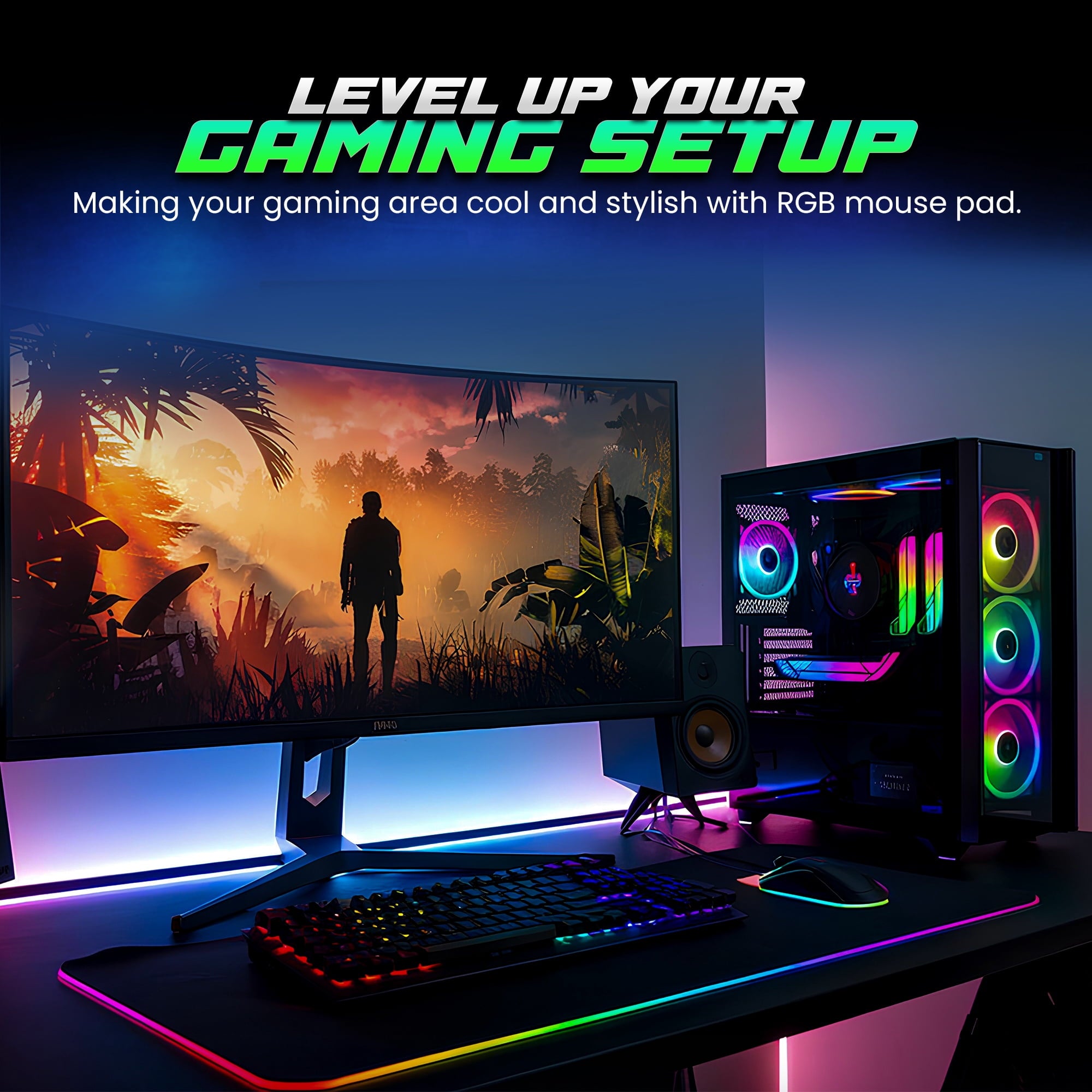 Lumen8 RGB LED Gaming Desk Mouse Pad, 11.8 x 31.5 in, USB Powered with Braided Micro USB Cable, Water-Resistant - Image 4