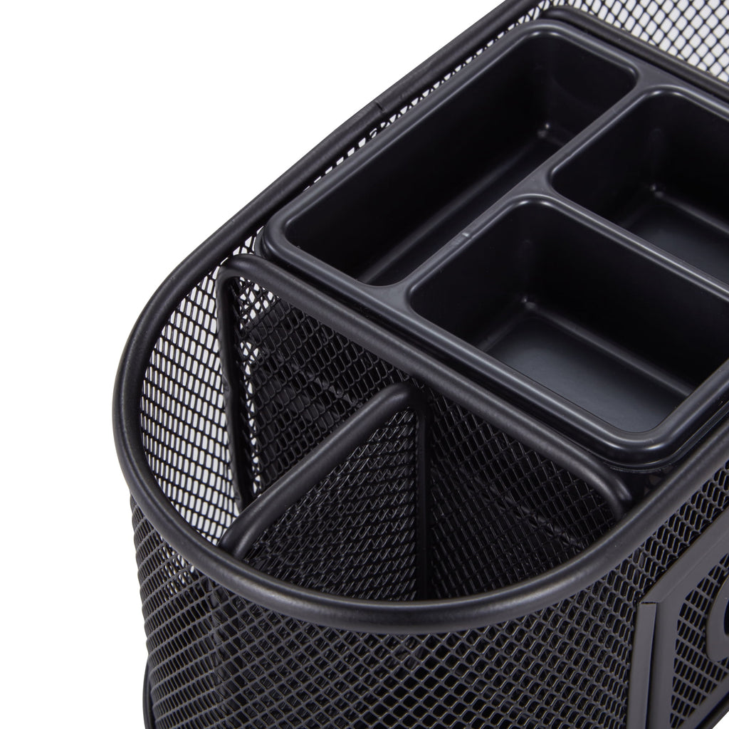 Metal Mesh Desktop Organizer, 8 Compartments, Black - Image 3