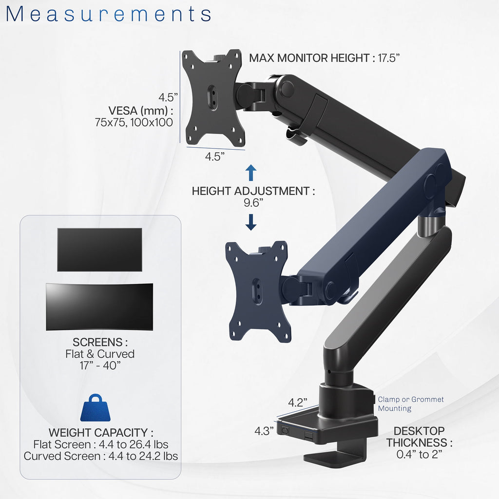 VIVO Premium Single Monitor Desk Mount Stand for Screens up to 40" - Image 5