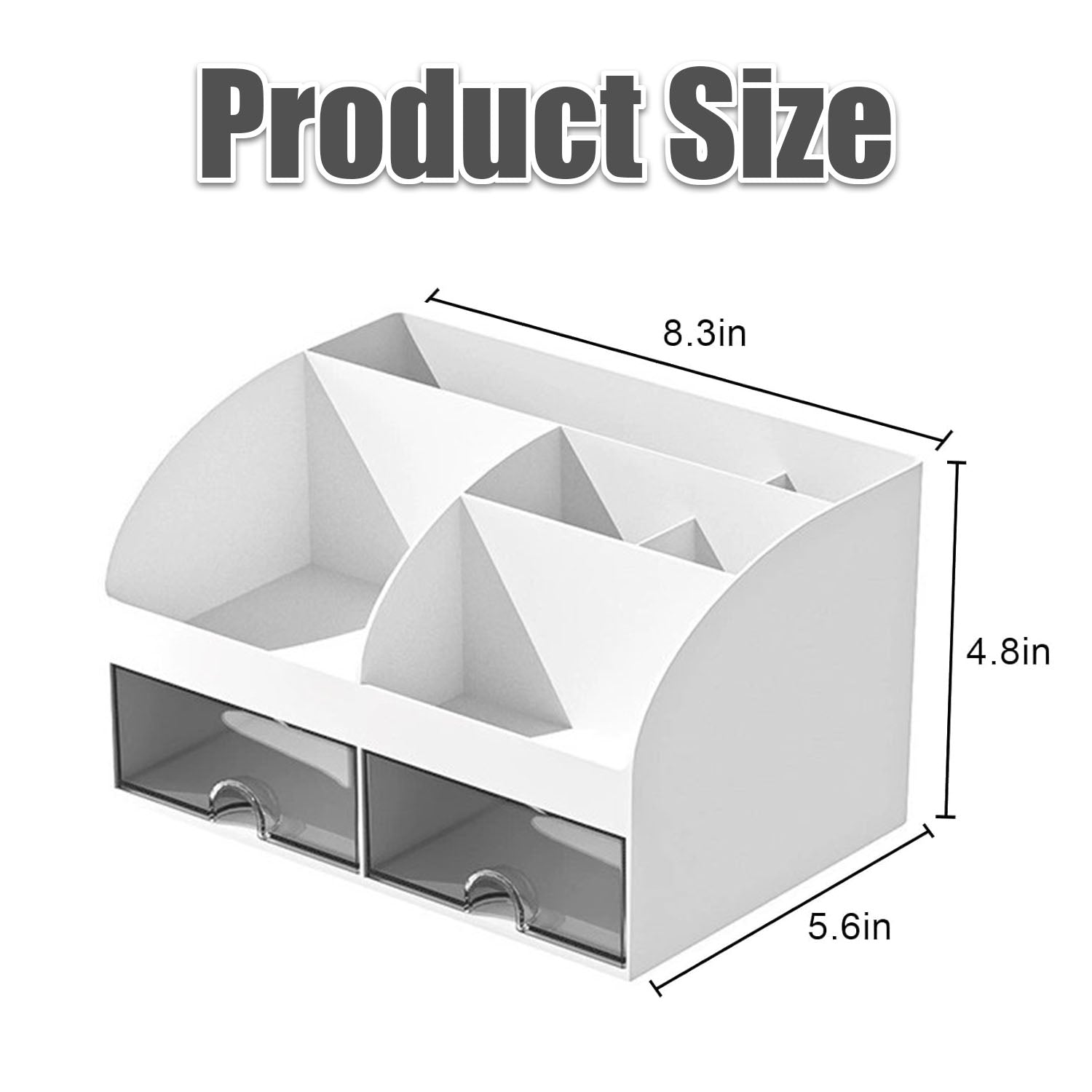 Style-Carry Desk Organizer with 6 Compartments and 2 Drawers, Plastic Desktop Organizer & Pencil Holder, White - Image 2