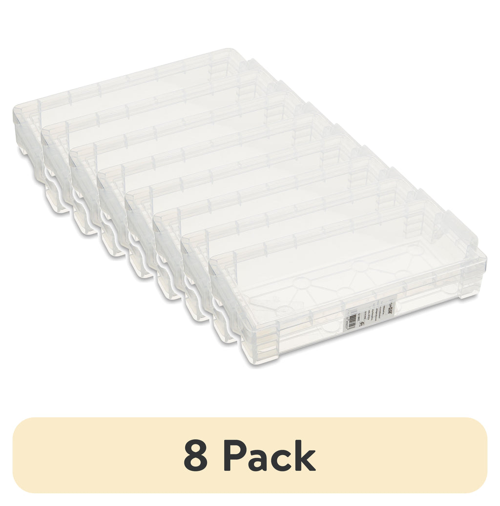(8 pack) Slim Plastic Storage Box, Clear Desktop Organizer New, 1 Couner per Pack