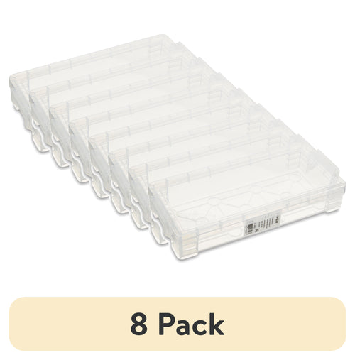 (8 pack) Slim Plastic Storage Box, Clear Desktop Organizer New, 1 Couner per Pack