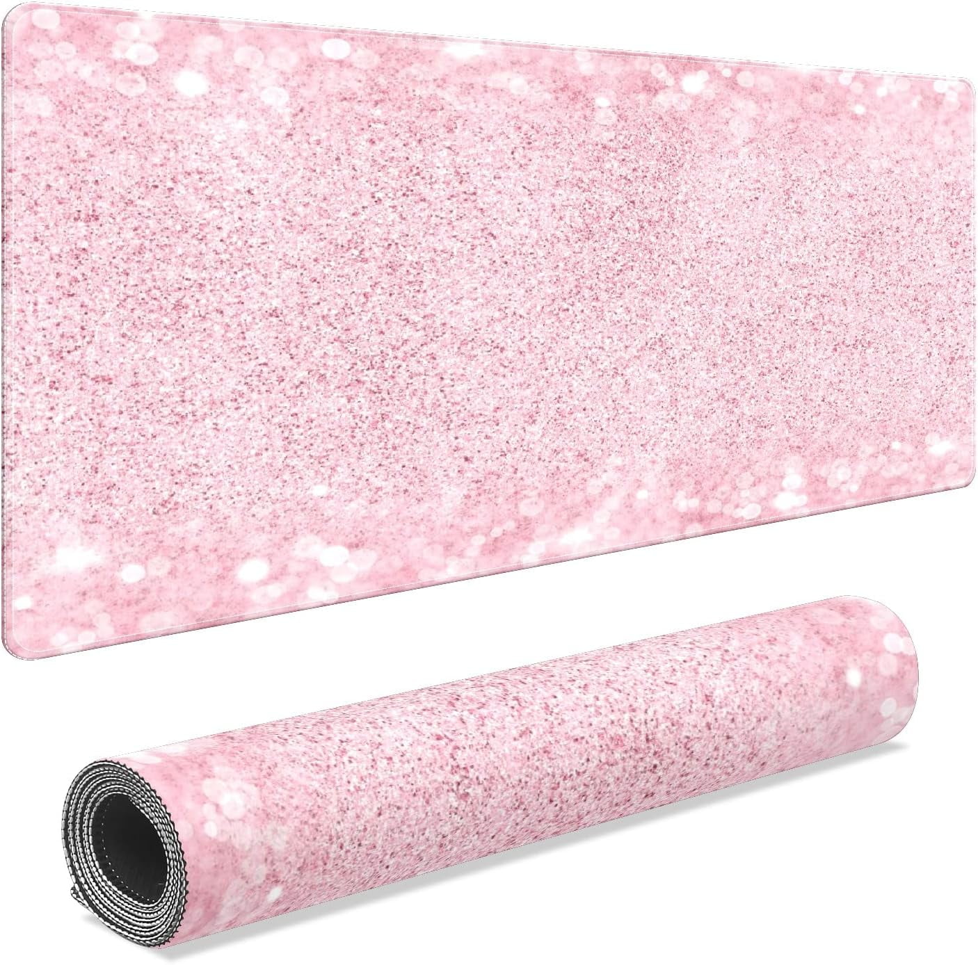 Pink Glitter Desk Mat, Desk Accessory, Cute Workspace, Trendy Workspace, Trendy, 35.4x15.7in Large Gaming Mouse Pad, ... - Image 2