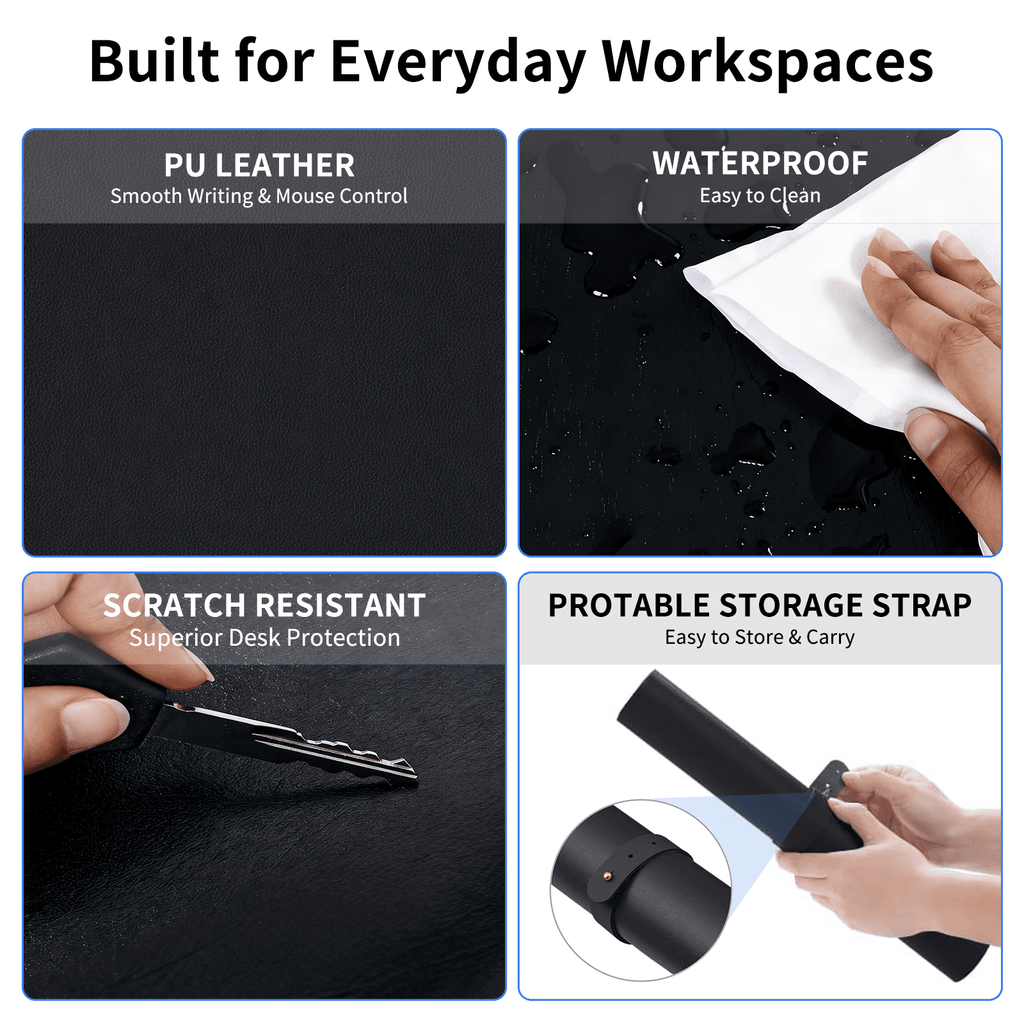 PU Leather Desk Pad, Non-Slip Waterproof Desk Mat, Large Office Mouse Pad, Full Coverage Desk&nbsp;Blotter&nbsp;Mat w... - Image 3