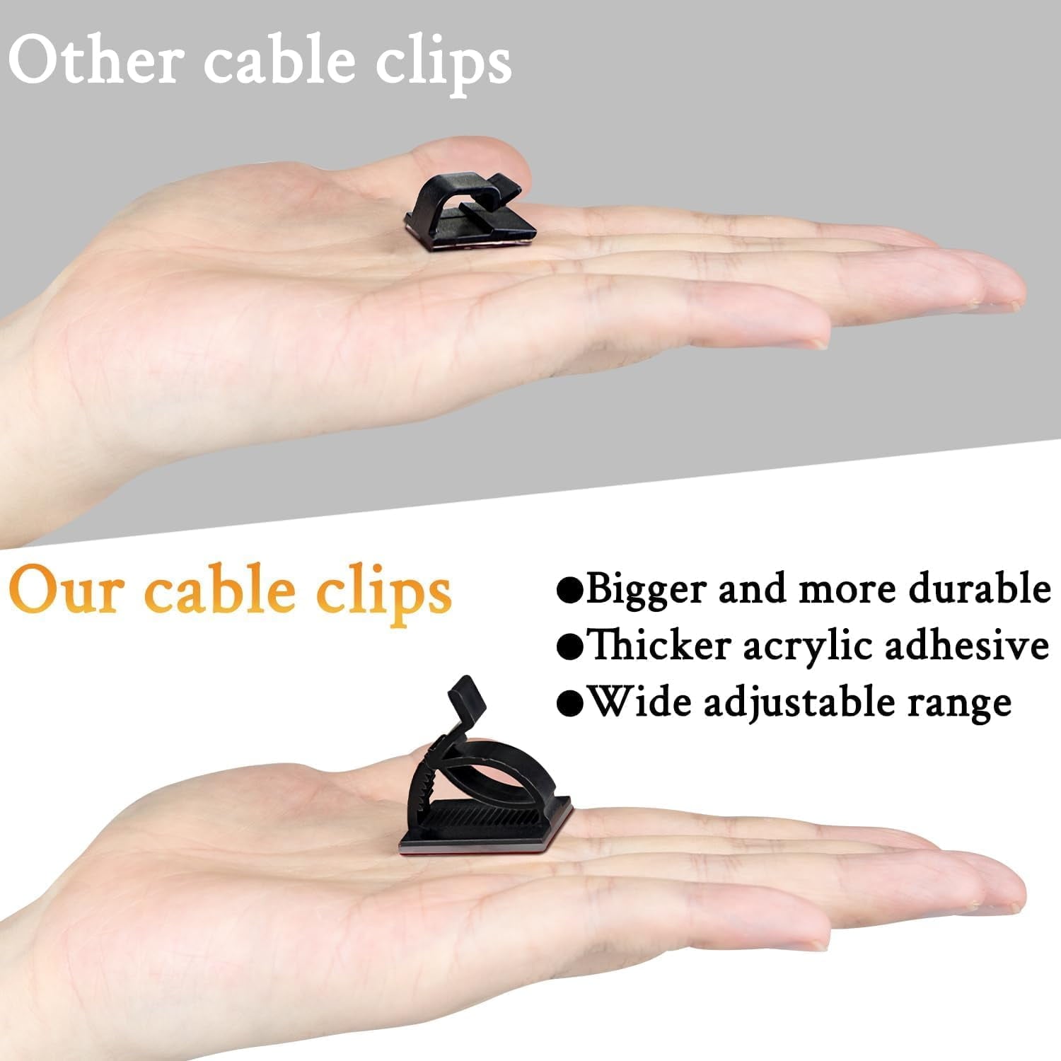 50Pcs Adjustable Cable Management Clips, Adhesive Organizers Sticky Wire Clips Cord Holder for TV PC Ethernet Under D... - Image 4