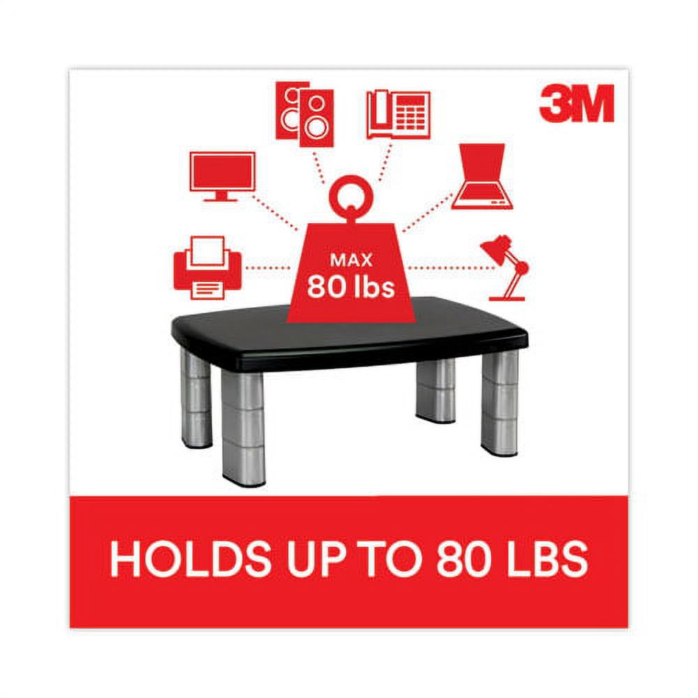 "Adjustable Height Monitor Stand, 15"" X 12"" X 2.63"" To 5.78"", Black/silver, Supports 80 Lbs | Bundle of 2 Each" - Image 5