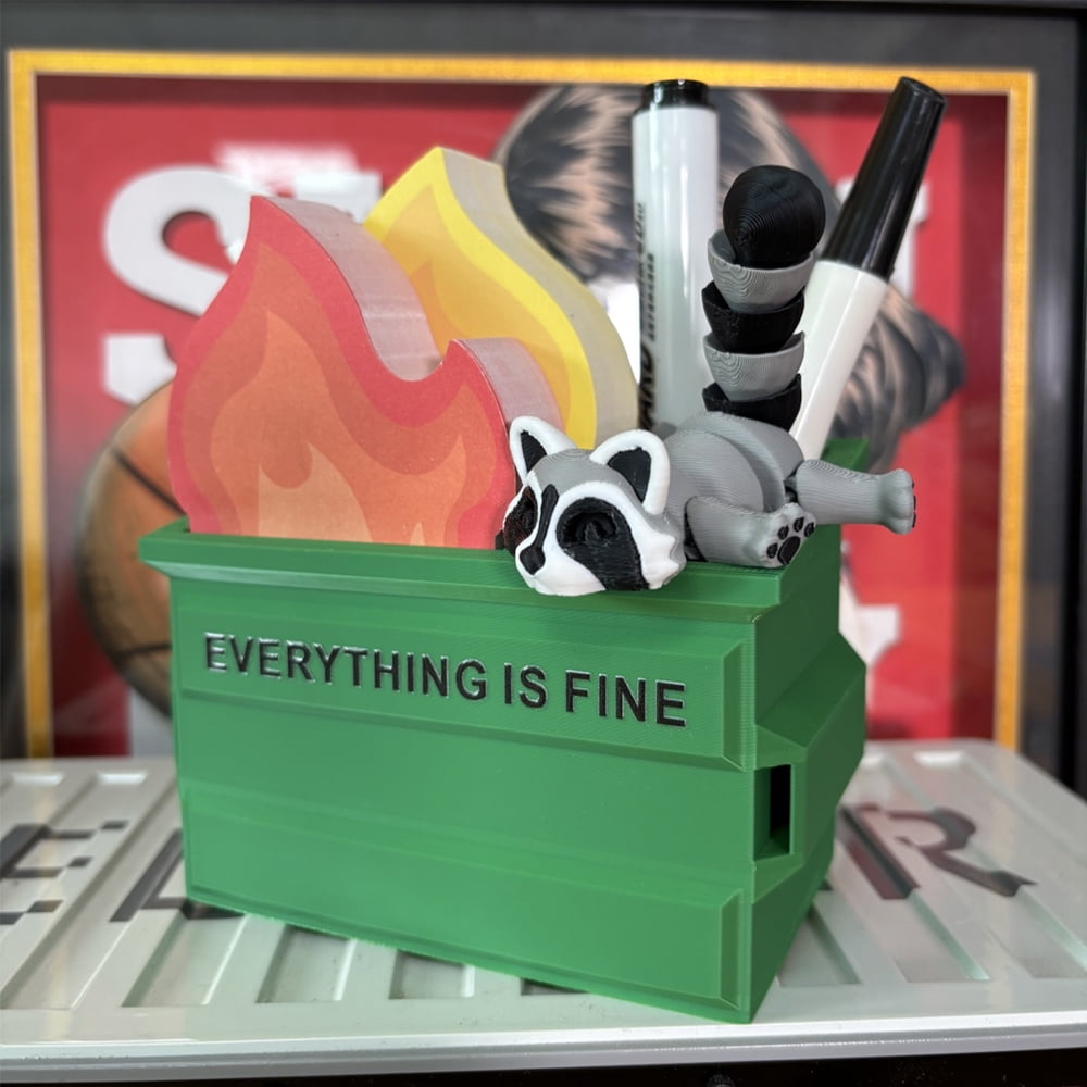 Funny Dumpster Fire Pen Holder with 300 Sticky Notes Cute Desk Organizer for Office, White Elephant Gag Gift for Cowo... - Image 4
