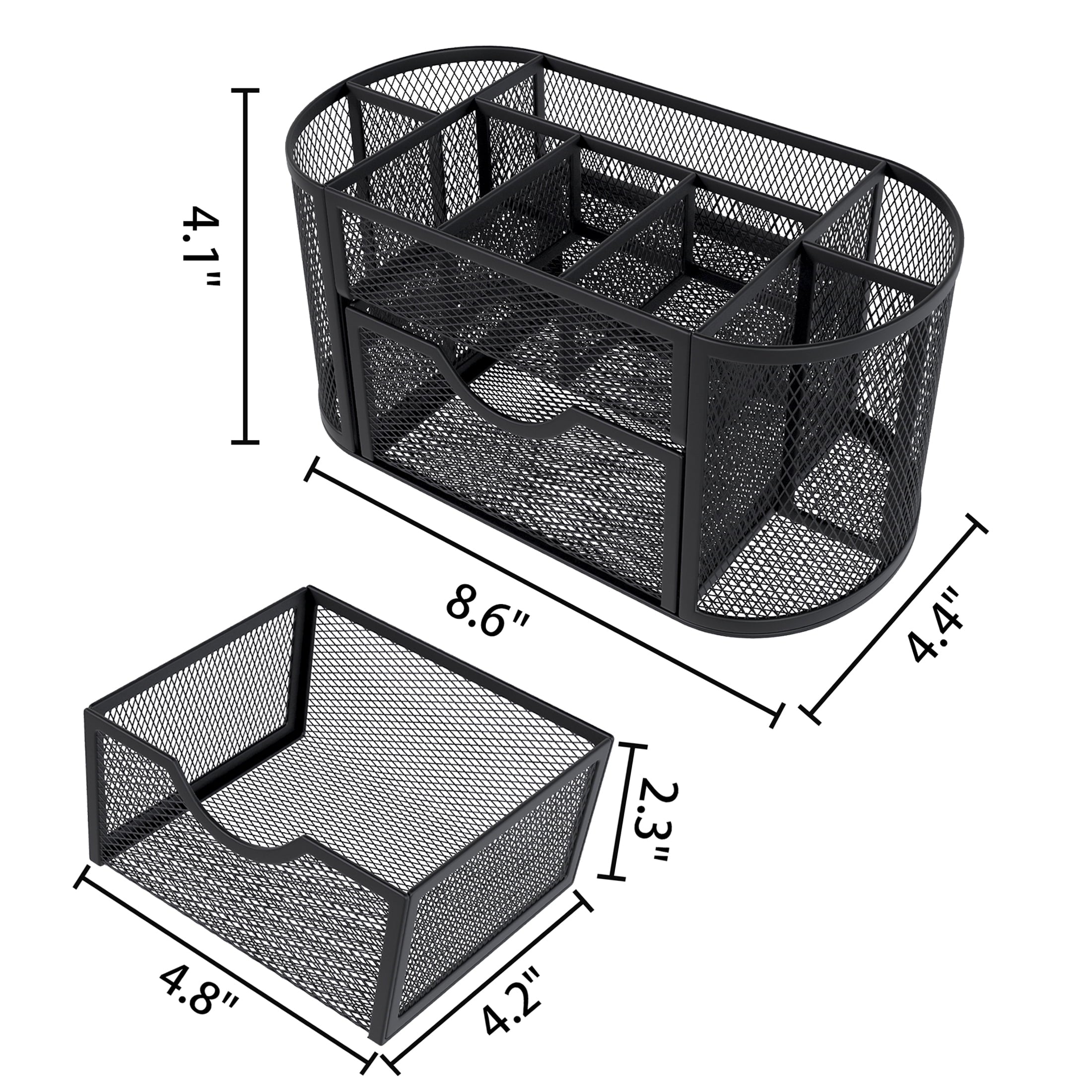 Pen Holder with Drawers Pencil Holder for Mesh Office Supply and Storage, Black - Image 3