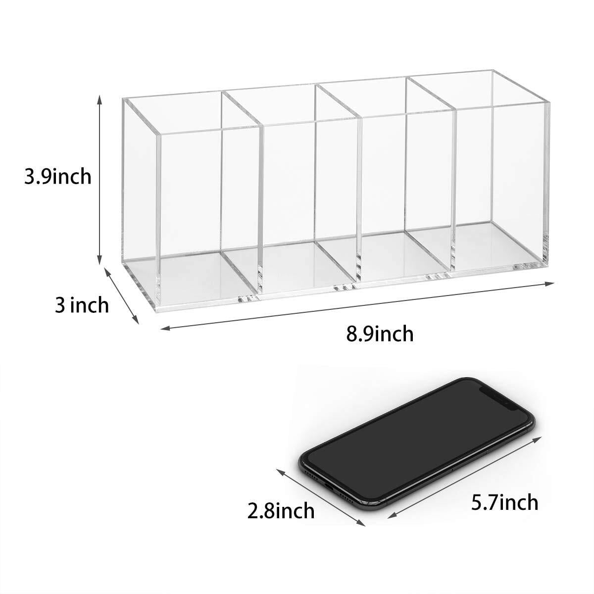NIUBEE Acrylic Pencil Holder Clear Sturdy 4 Compartments, Wide and Deep Enough Desks Organizer for Office, Desktop,Makeup Table,Kitchen,Picn - Image 3