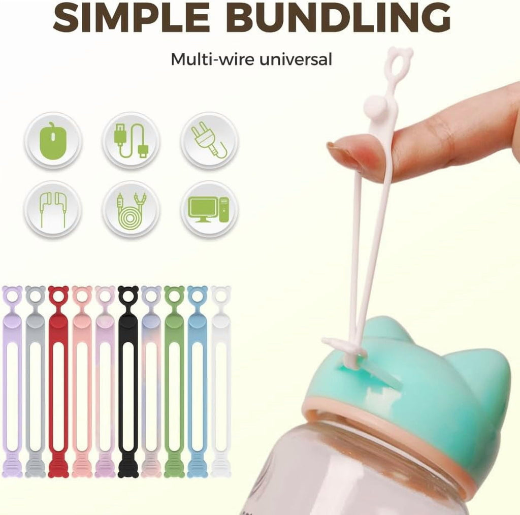 Data Cable Organizer, 2026 New Silicone Cable Straps Cord Organizer, Reusable Electrical Cable Ties Wire Management Organizers, Elastic Cord - Image 3