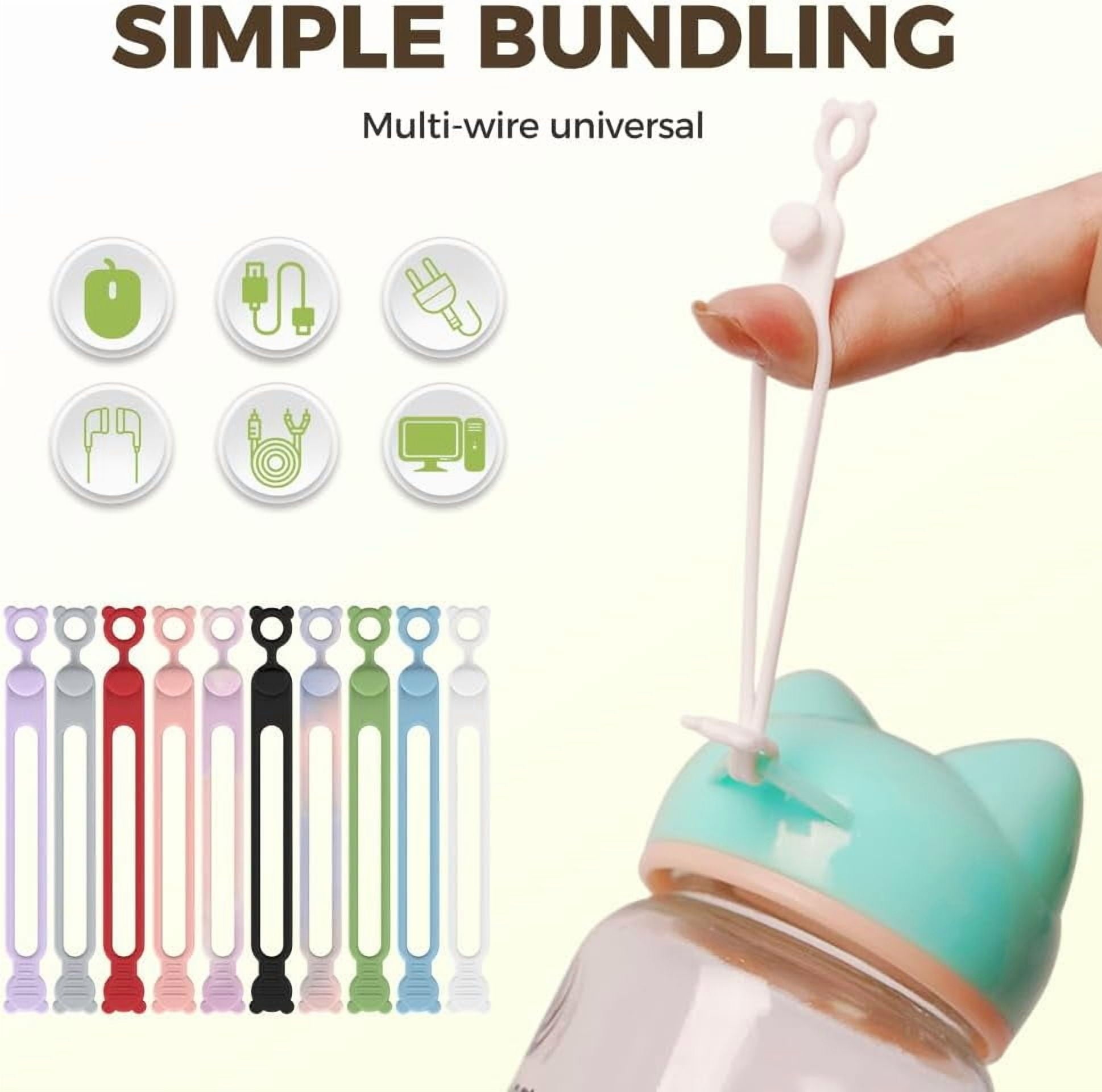 Data Cable Organizer, 2026 New Silicone Cable Straps Cord Organizer, Reusable Electrical Cable Ties Wire Management Organizers, Elastic Cord - Image 3