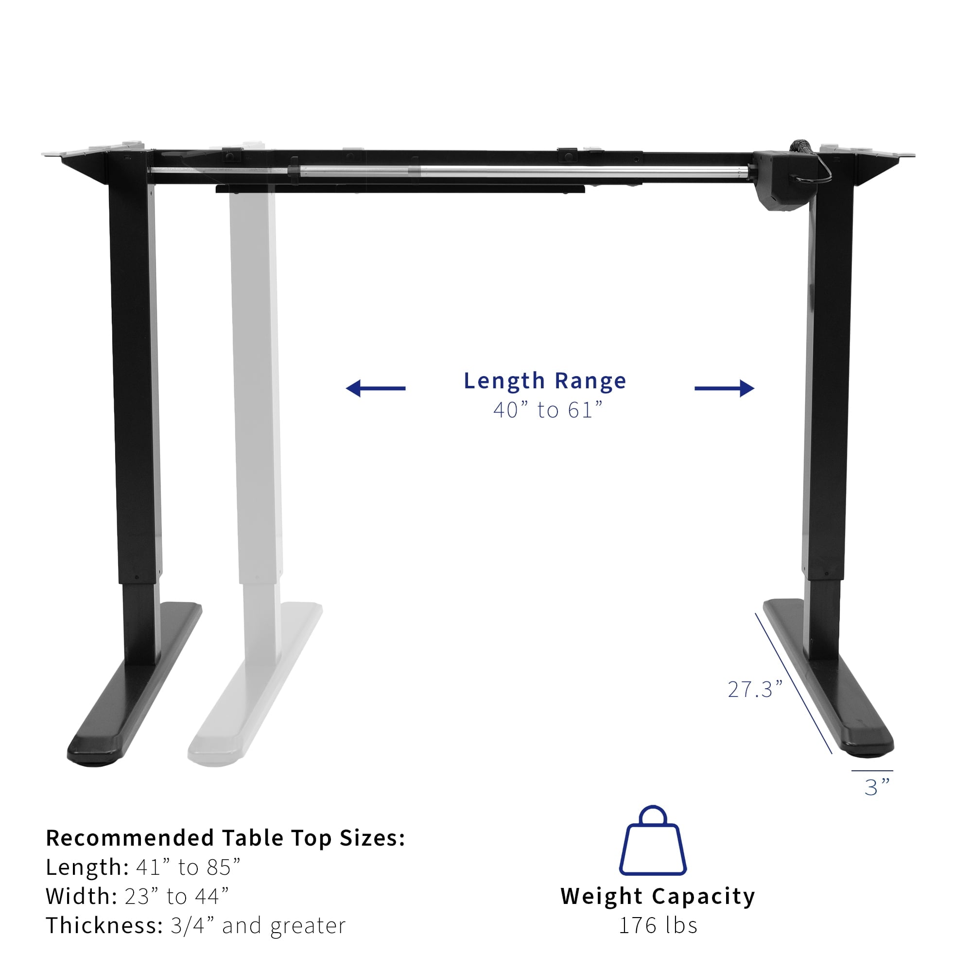 VIVO Single Motor Stand Up Desk Frame with Electric Dual Monitor Mount - Image 5