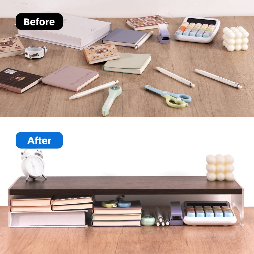 Marsrock Clearance Wood&Acrylic Computer Monitor Stand Desk Desktop Organizer Table For Home,Office Workspace,Laptop Riser,Printer,PC&TV Scr - Image 4