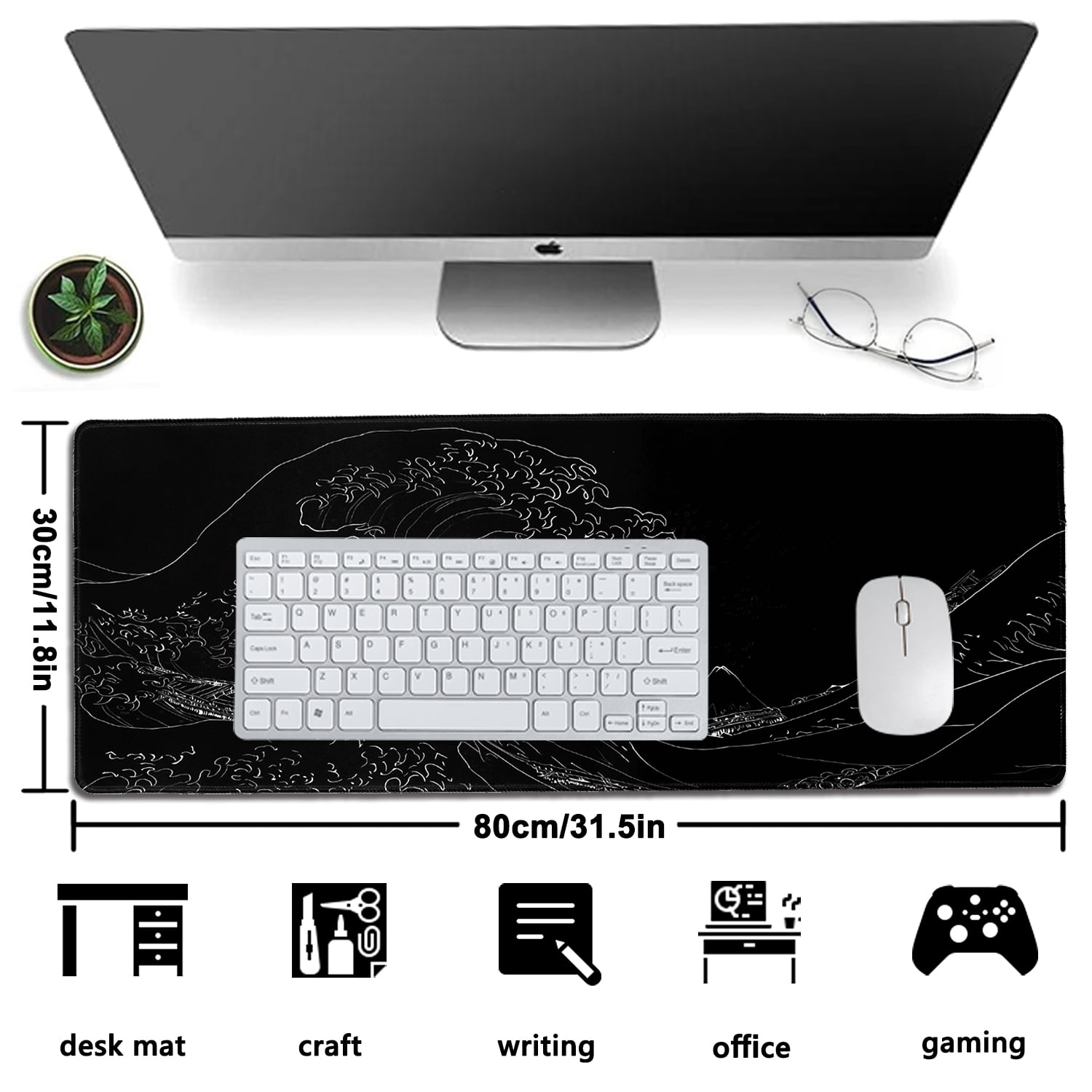 Large Gaming Mouse Pad - STOPERT XXL Extended Waterproof Desk Mat, 31.5"x11.8" Computer Keyboard Mouse Pad with Stitched Edges & Non-Slip Ru - Image 6