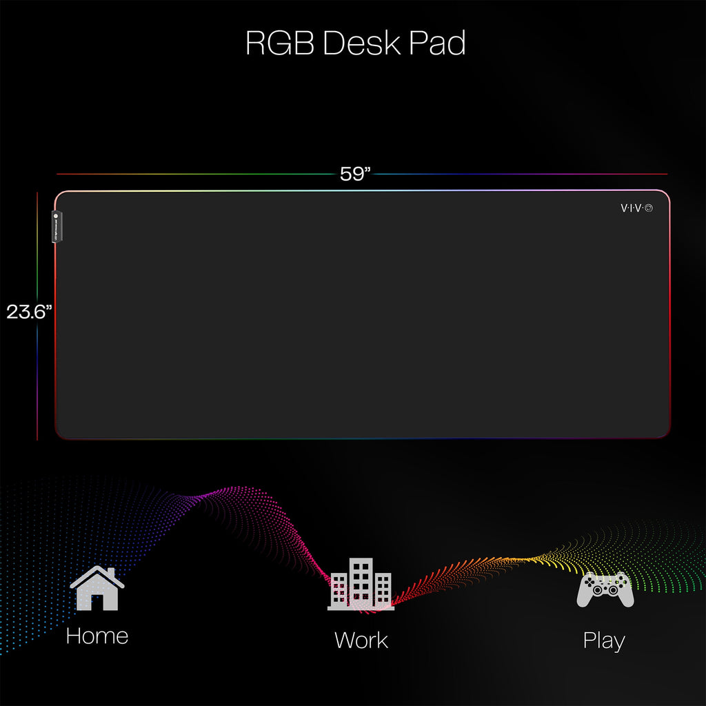 VIVO Black 60" x 24" RGB Desk Pad - Image 3