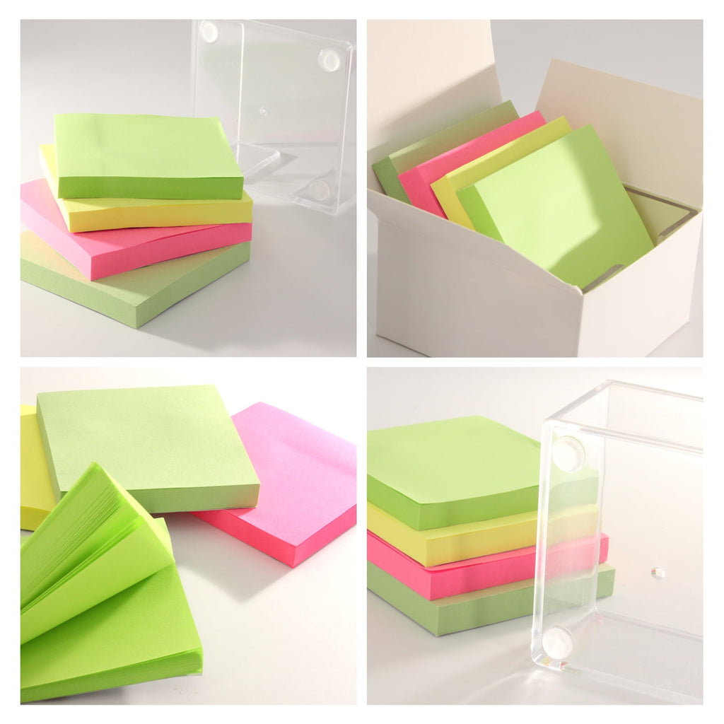 Style-Carry Acrylic Sticky Note Holder with 4 Pads Sticky Notes, 3 x 3 inch Clear Notepads Dispenser for Office Desk Organizer and Accessori - Image 4
