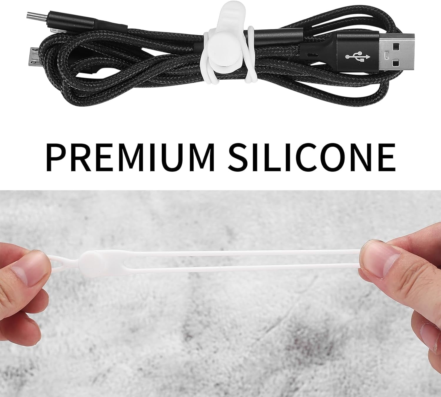 25 Pcs Silicone Cable Ties, Reusable Cable Straps Wire Organizer, Cable Management Cord Organizer for Fastening Earph... - Image 4