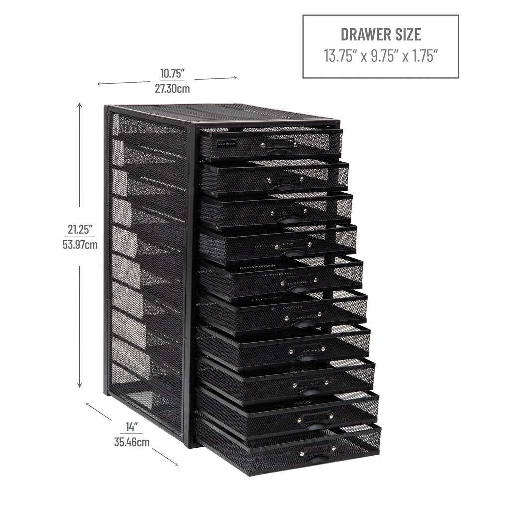 File Storage Drawers, Desk Organizer, Multi-Purpose, 10.75"L x 14"W x 21.25"H, Black - Image 3