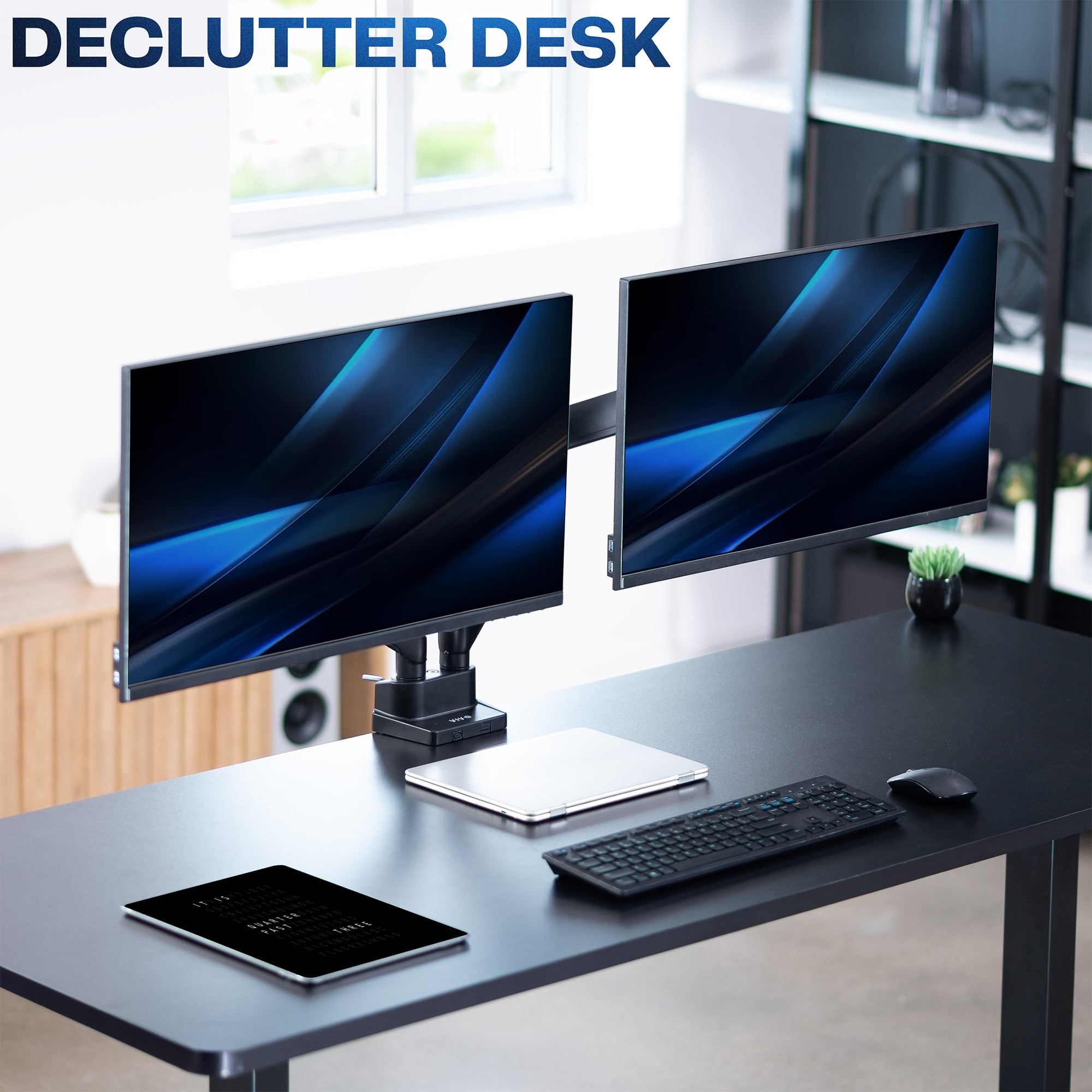 VIVO Premium Aluminum Full Motion Dual Monitor Lift Engine Arm Desk Mount Stand - Image 4