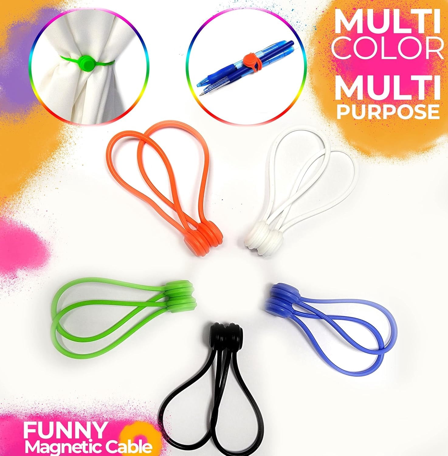 20 Pack Reusable Silicone Magnetic Cable Ties - Twist Ties for Home/Office Cord Wrap, Cable Organizer, Magnetic Cord ... - Image 3