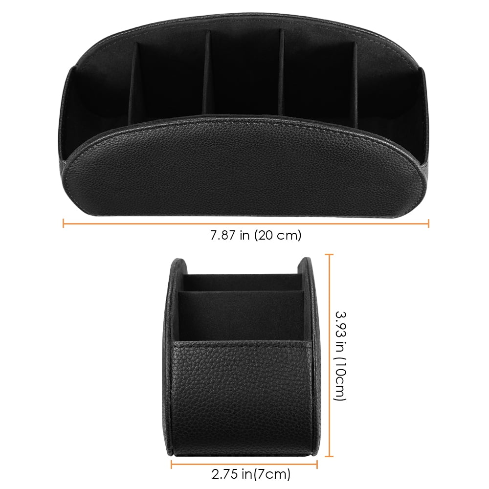 Control Holder Desktop Organizer - PU Leather Storage Caddy with 5 Compartments Fits Office Supplies, Makeup Brush, B... - Image 3