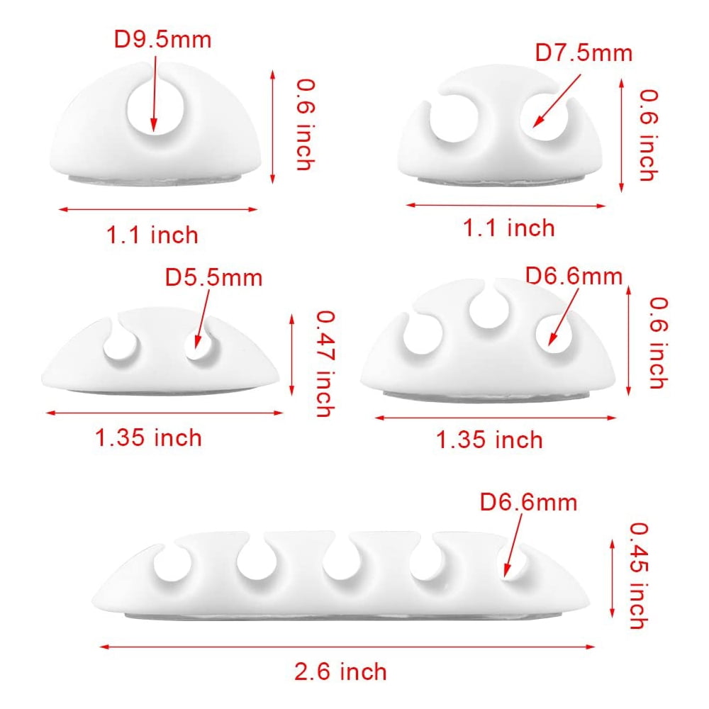 Cable Holder Clips, 26 Pcs Cable Management Cord Organizer Clips Silicone Self Adhesive Kit for Desktop USB Charging Cable Power Cord Mouse - Image 4