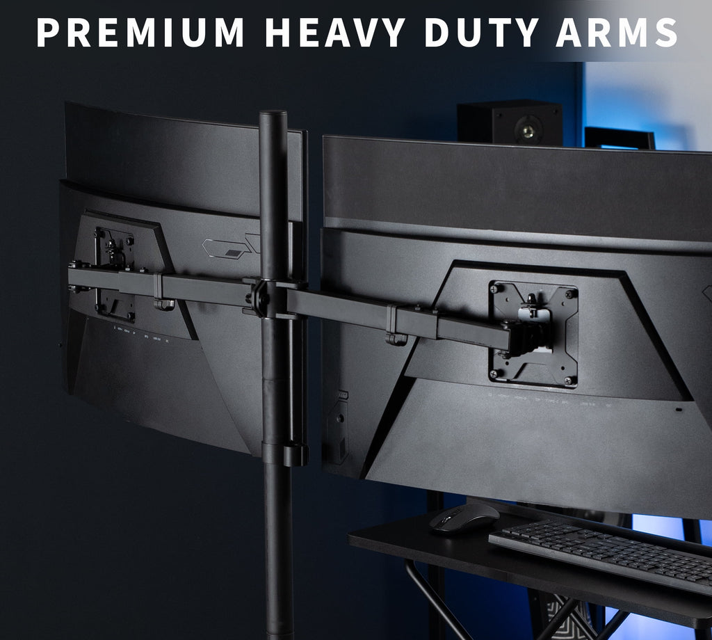 Extra Tall Telescoping Dual 27" to 38" Ultrawide Monitor Heavy Duty Desk Mount Stand - Image 3