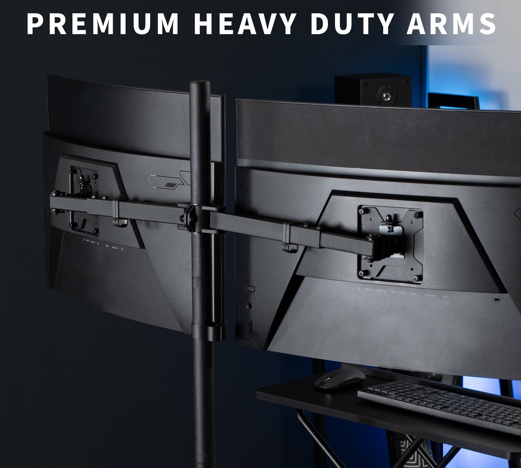 Extra Tall Telescoping Dual 27" to 38" Ultrawide Monitor Heavy Duty Desk Mount Stand - Image 3