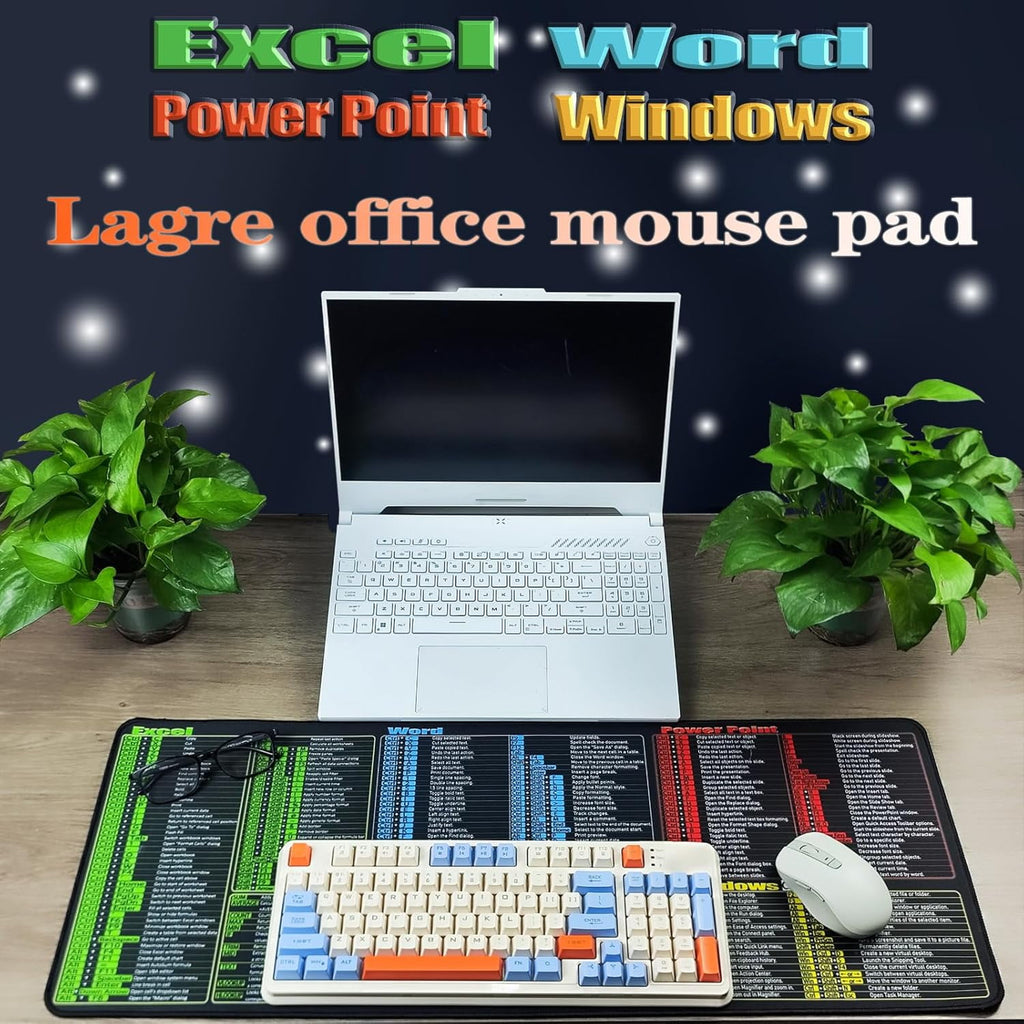 Excel/Word/Power Point/Windows Cheat Sheet Desk pad, Large Gaming Office pc Mouse pad,Keyboard Shortcuts Mouse pad,No... - Image 6