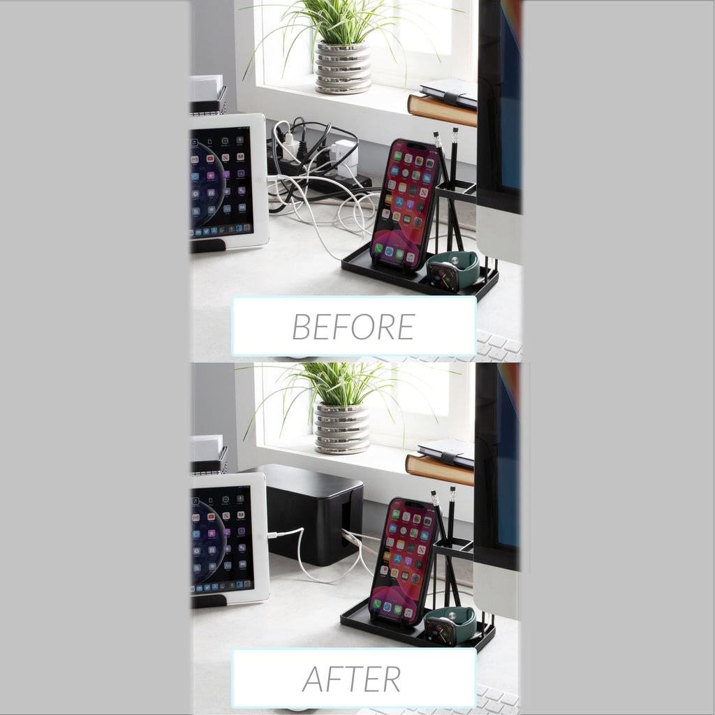 Simplify 2 Pack Plastic Wire / Cable Organizer Hidden Storage Boxes in Black - Image 3