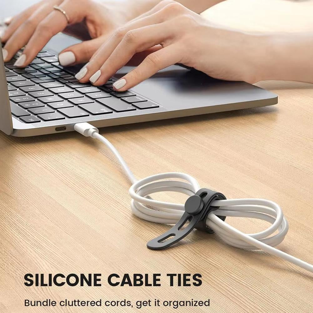 12Pcs , Silicone Cable Ties Reusable, Ties for Electronics, Multipurpose Elastic Wire Ties, Travel Essentials for Cab... - Image 4