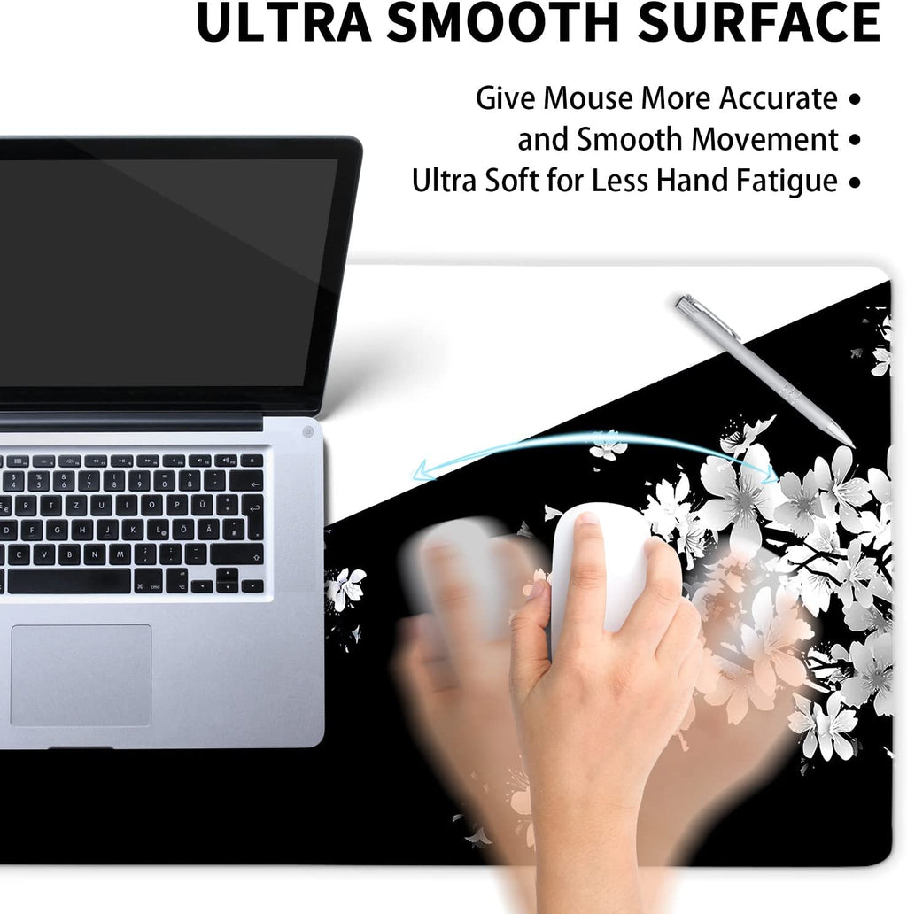 Black White Cherry Blossom Mouse Pad Japanese Sakura Death Life Flower Extended Desk Mat 80X30 cm Non-Slip Rubber Bas... - Image 4