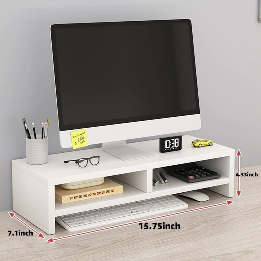 Monitor Stand Riser for Desk, 16.5 inch Computer Stand Desk Shelf, White 2-Tier - Image 2