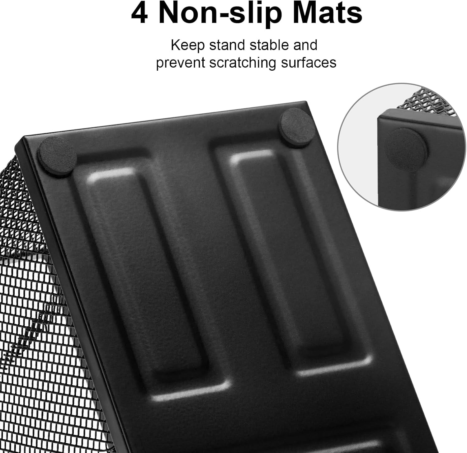 Black Mesh Pen Holder Desk Organizer, Office Supplies Pencil Storage with 3 Compartments - Image 5