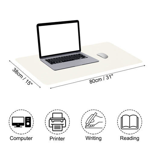 31"x15" Large Desk Mat, PU Leather Dual Side Large Desk Pad, White - Image 2