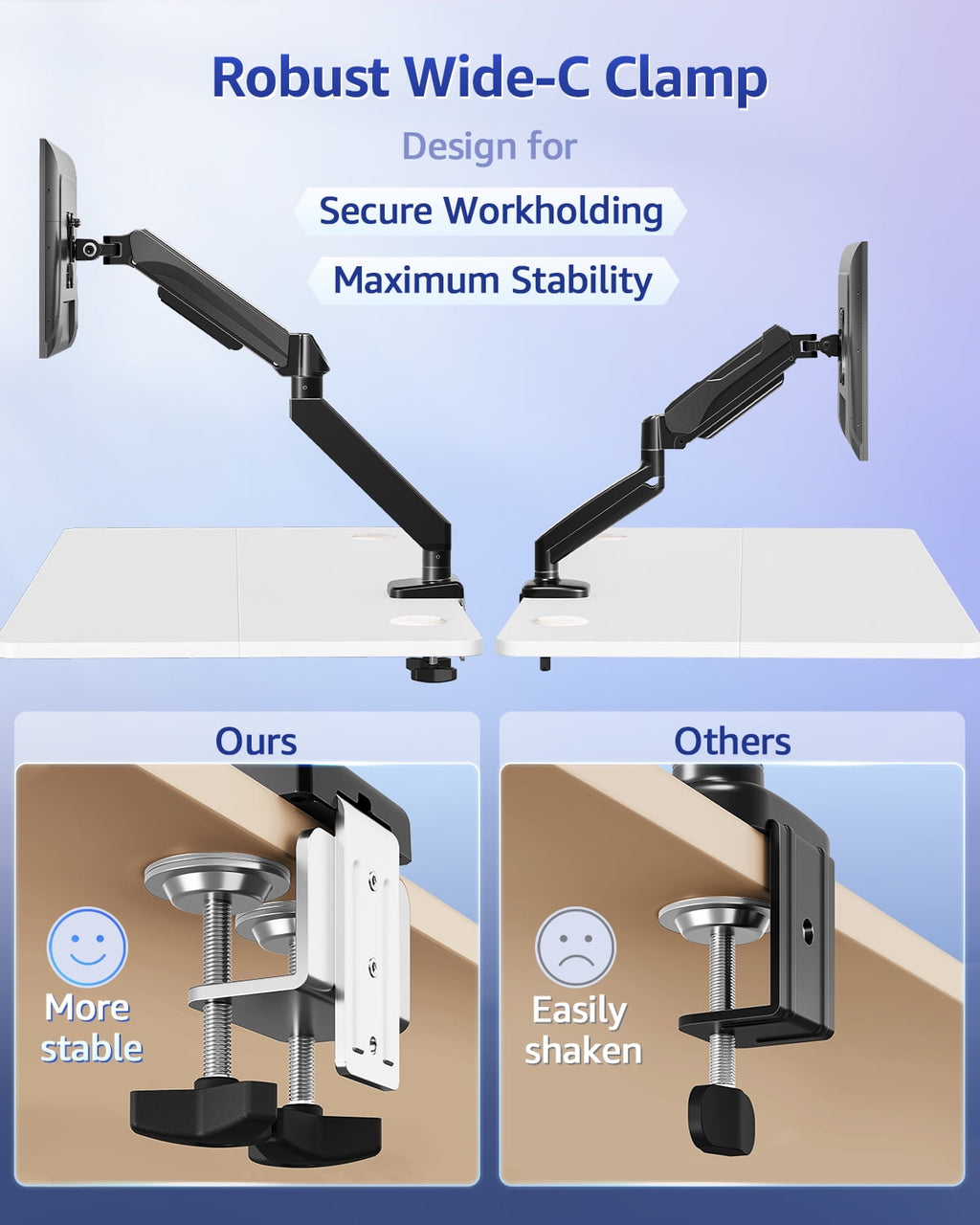 Monitor Arm Heavy Duty Gas Spring Monitor Mount for Ultrawide Monitors up to 42 Inch, VESA Mount Desk Monitor Stand S... - Image 6