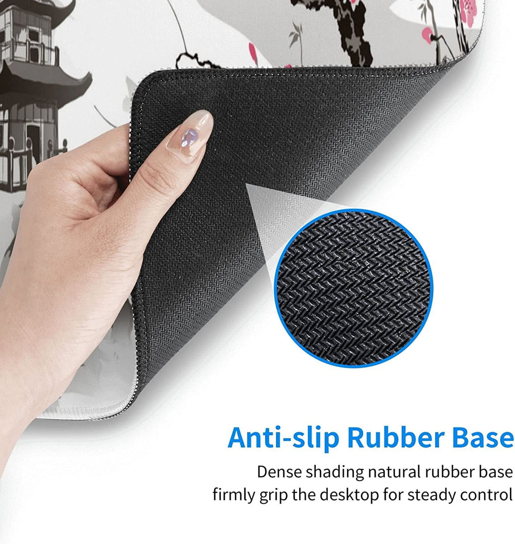 Japanese Cherry Blossom Gaming Mouse Pad Non-Slip Rubber Base 31.5×11.8 with Stitched Edges Waterproof Pads Computer ... - Image 5